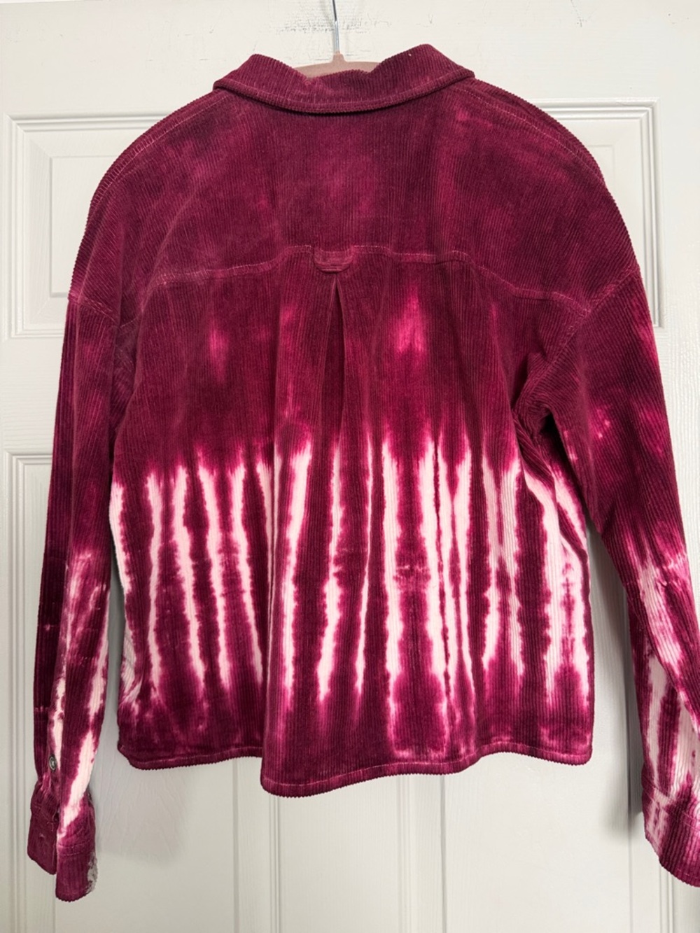 True Craft Wine & White Corduroy Tie-Dye Shirt Jacket - Picture 4 of 4